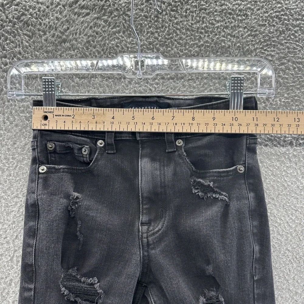 Aeropostale Jeans Juniors Size 00 Short Black High Rise Distressed Jeggings